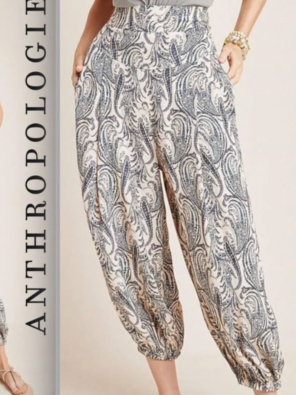 Anthropologie Women's Paisley Printed Harem Cropped Pants Size XS